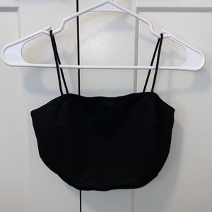 Black shein tube top with straps.
